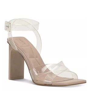 INC Womens 7 M Clear Vinyl Averna Ankle Strap Block Pump High Heels NIB KY1